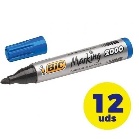 Bic Marcador Permanente Marking 2000 Punta Redonda Azul Caja 12 Ud